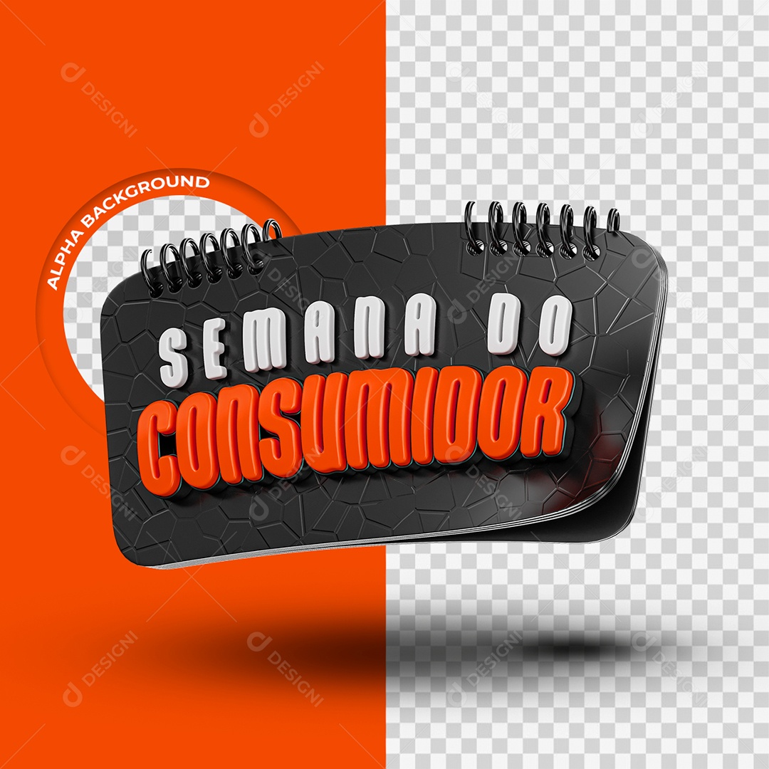 Semana do Consumidor Selo 3D Branco vermelho e preto para Composição PSD