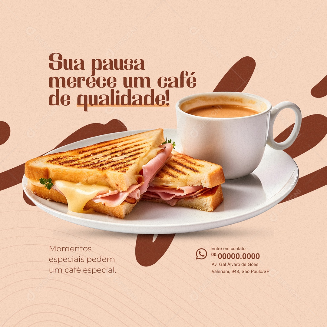 Cafeteria Sua pausa merece um Café de Qualidade Social Media PSD Editável