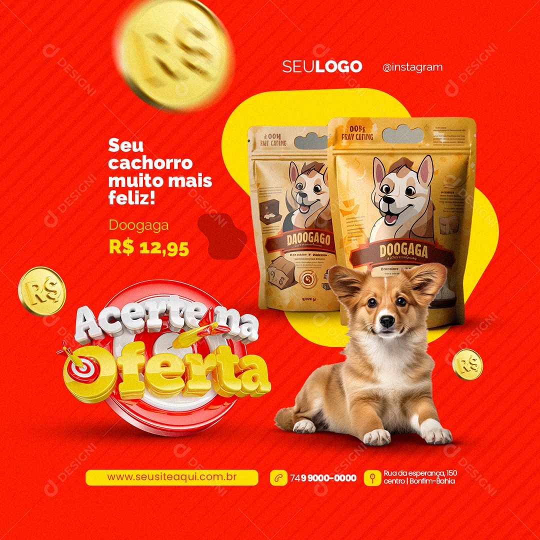 Acerte na Oferta Pet Shop Seu pet Doogaga Social Media PSD Editável