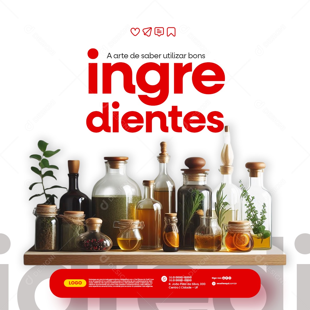 Gastronomia A Arte de Saber utilizar Bons Ingredientes Social Media PSD Editável