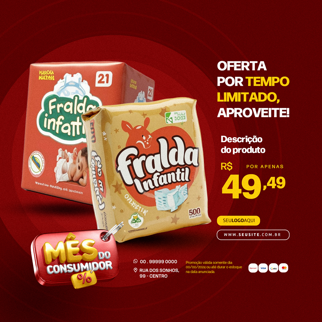 Motion Mês do consumidor Supermercado Fralda Oferta por Tempo Limitado Social Media After Effects Editável