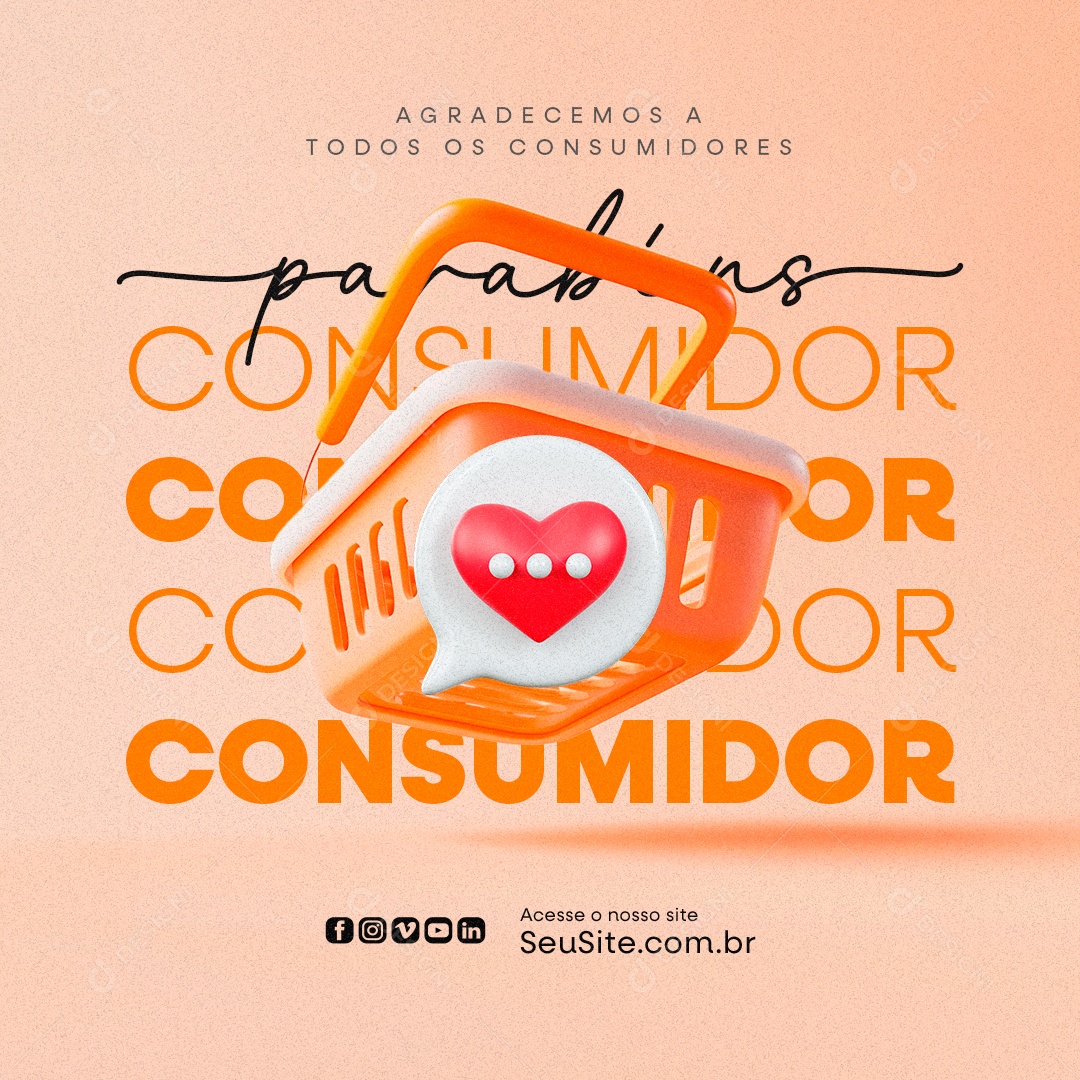 Dia do Consumidor 15 de Março parabéns Social Media PSD Editável