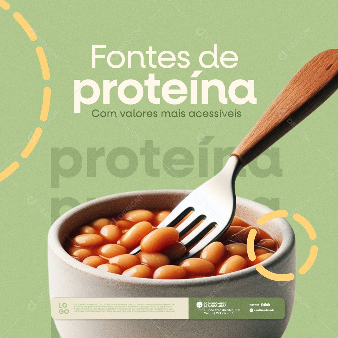 Nutricionista Fontes de Proteína com Valores mais Acessíveis Social Media PSD Editável