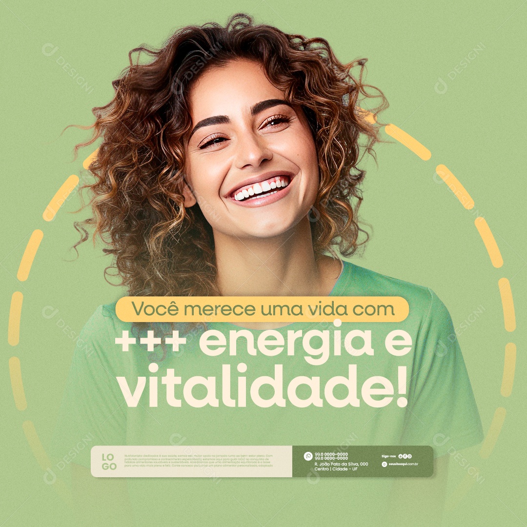 Nutricionista Você merece uma Vida com mais Energia e Vitalidade Social Media PSD Editável