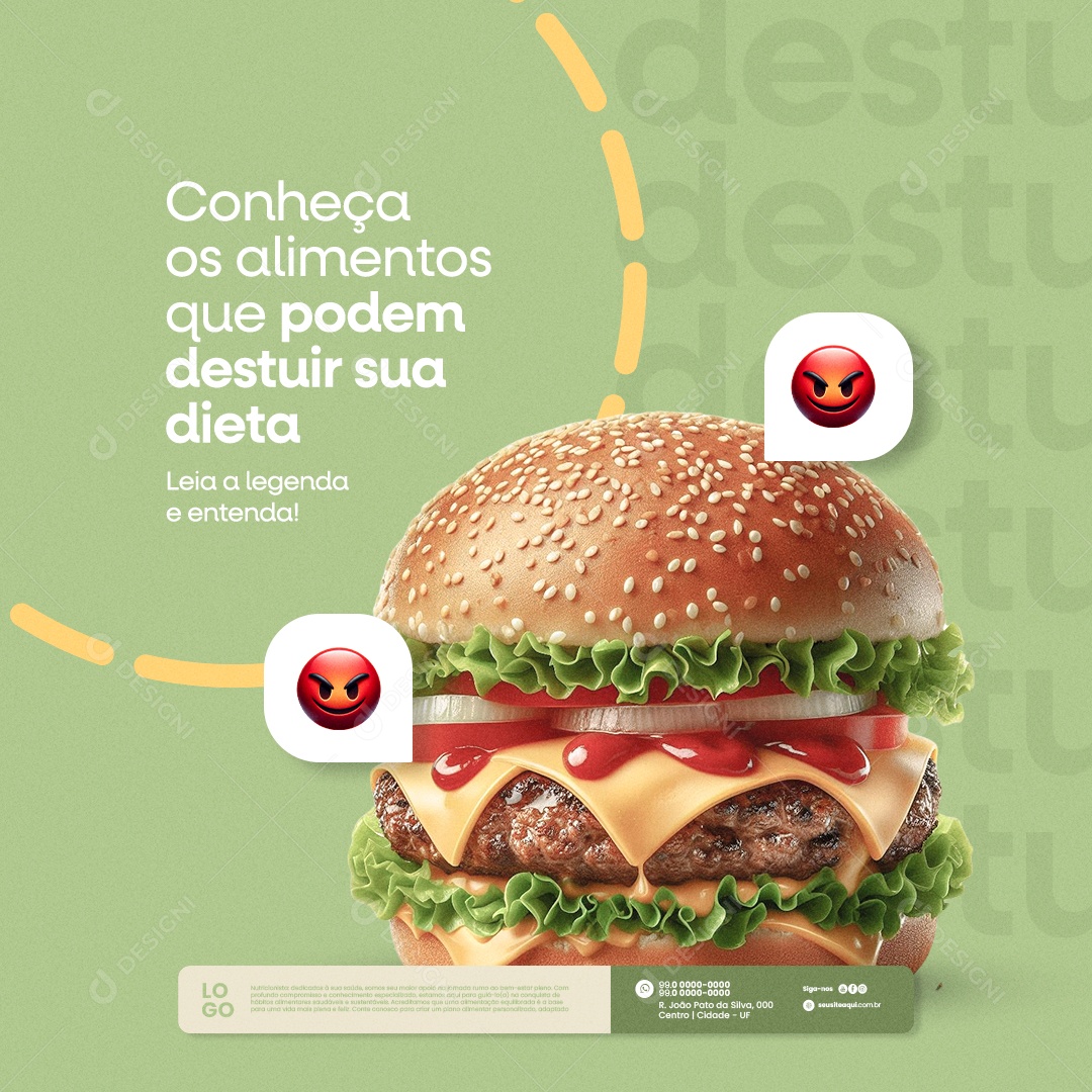 Conheça os Alimentos que Podem Destruir sua Dieta Social Media PSD Editável