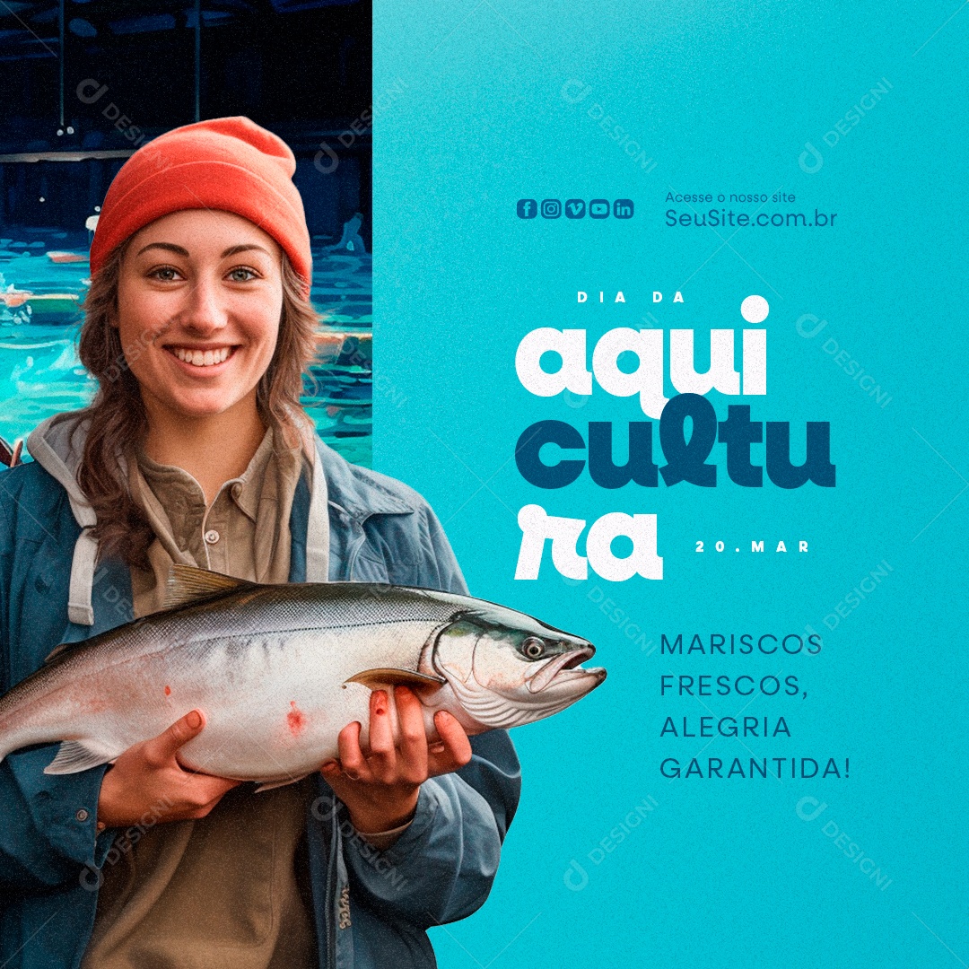 Aquaculture Day March 20 Fresh Seafood Guaranteed Joy Social Media PSD Editable