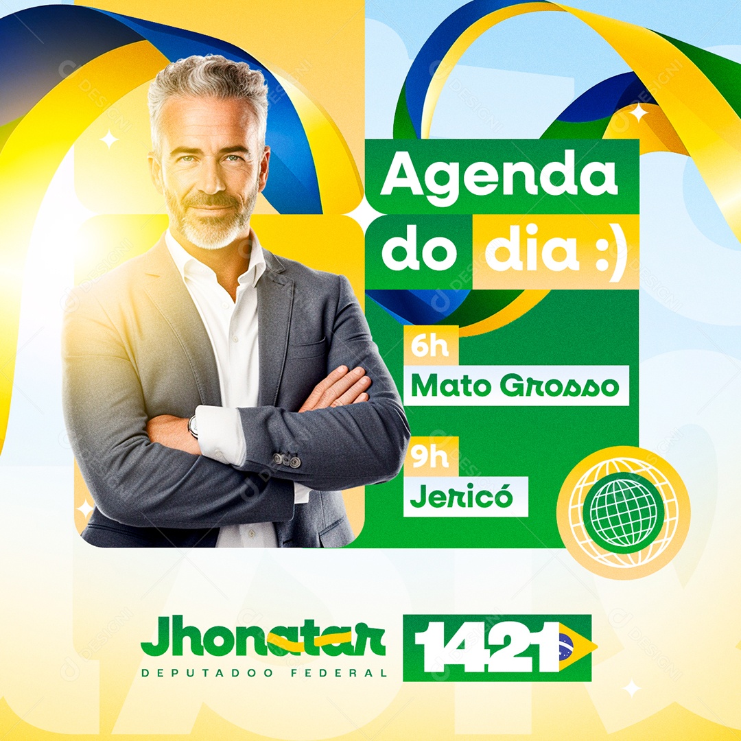 Eleição Agenda do Dia Deputado Federal Jhonatar Social Media PSD Editável