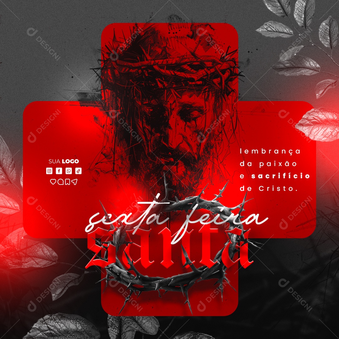 Good Friday March 29th Remembrance of Passion Social Media Editable PSD