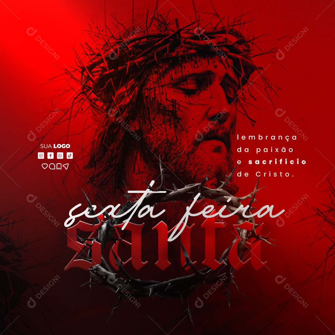 Good Friday March 29th Remembrance of the Passion and Sacrifice of Christ Social Media PSD Editable