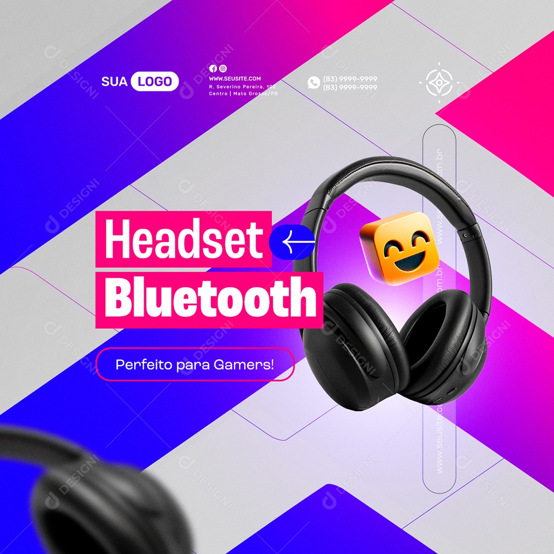 Manutenção de Celulares Headset Bluetooth Perfeito para Gamers Social Media PSD Editável