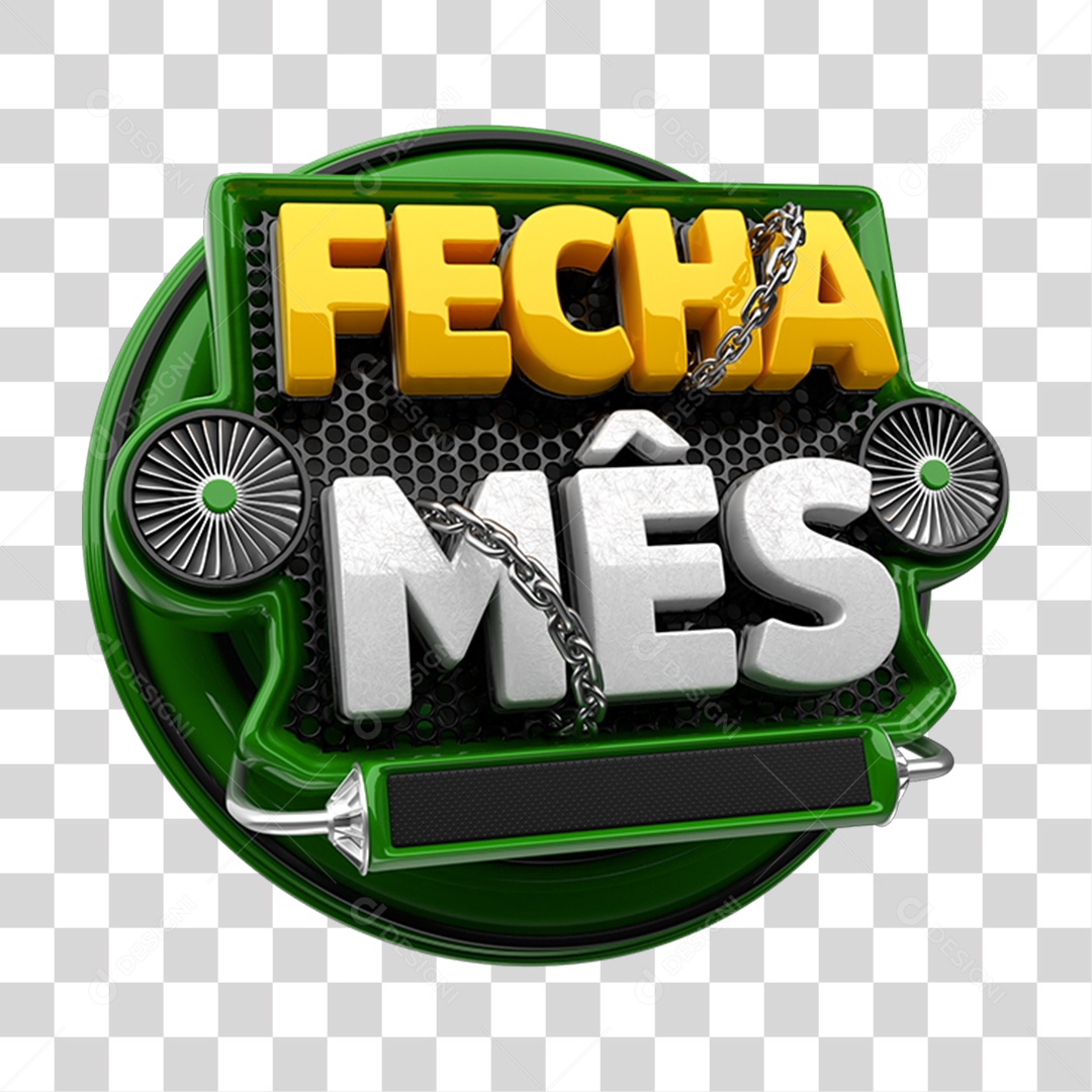 Selo 3D Fecha Mês PNG Transparente