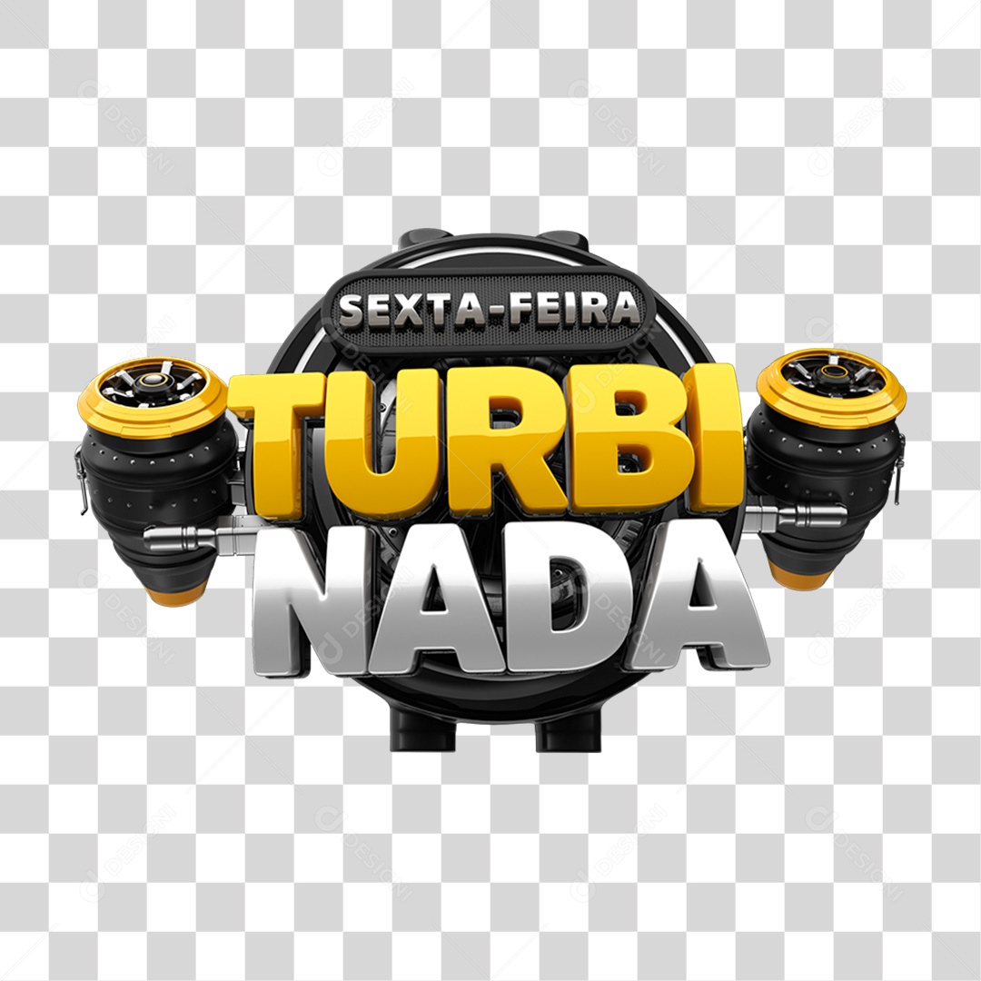 Selo 3D Sexta Feira Turbinada PNG Transparente