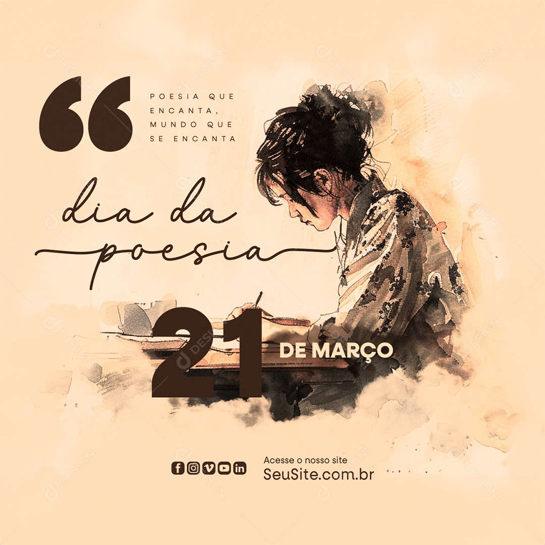 Dia da Poesia 21 de Março Social Media PSD Editável