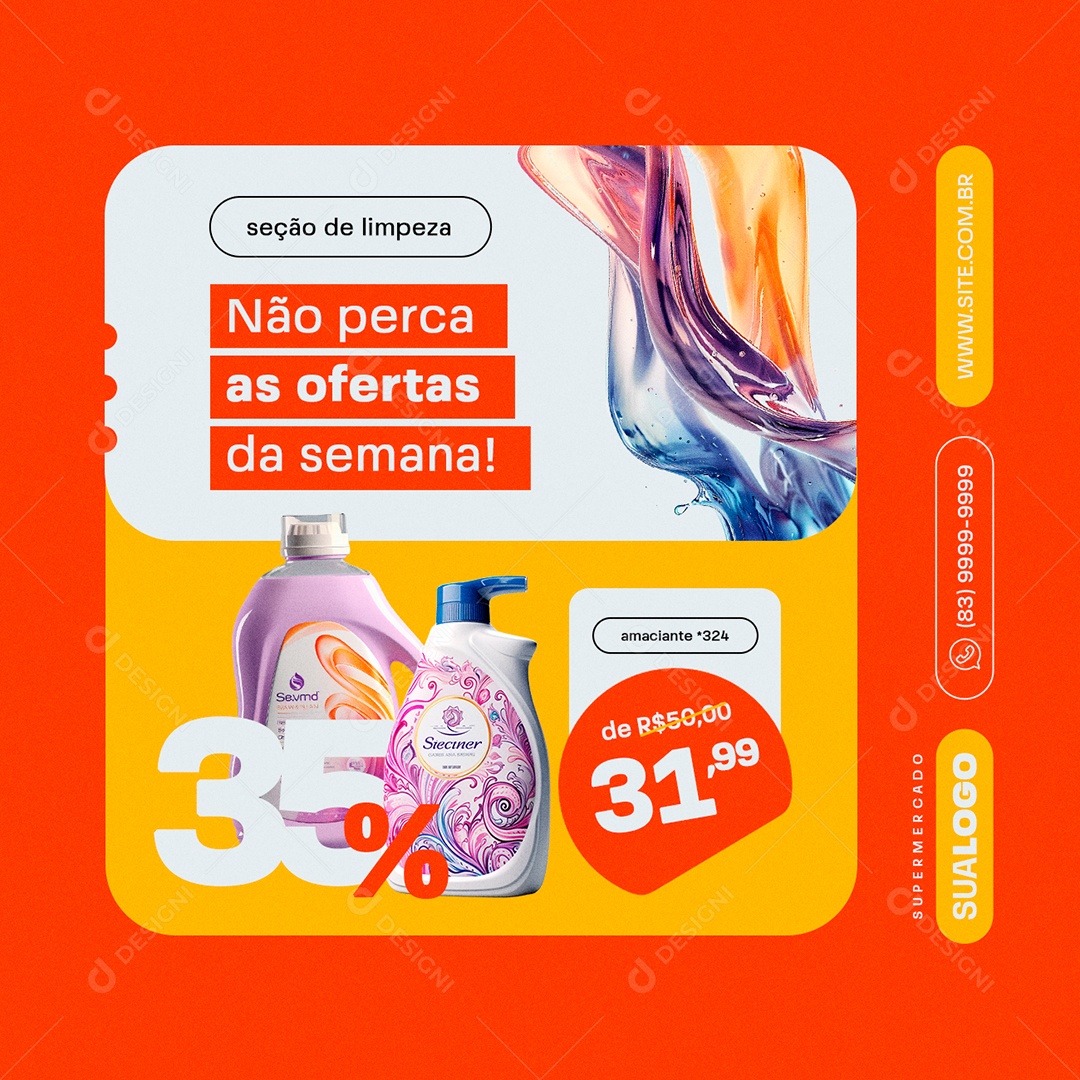 Supermercado Seção de Limpeza Não perca as Ofertas da Semana Social Media PSD Editável