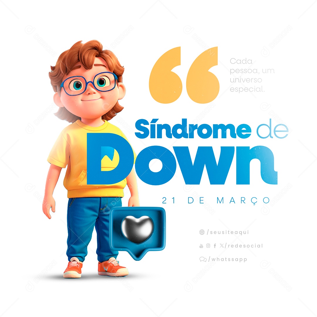 Social Media Dia Internacional da Síndrome de Down 21 De Março PSD Editável