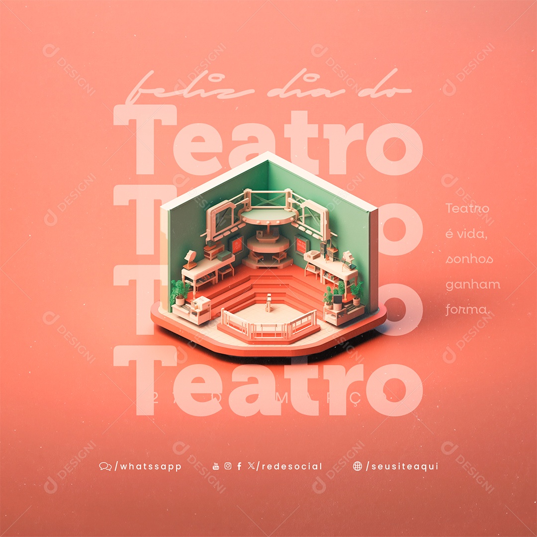 Happy Theater Day March 27th Dreams Win Editable Social Media PSD Form