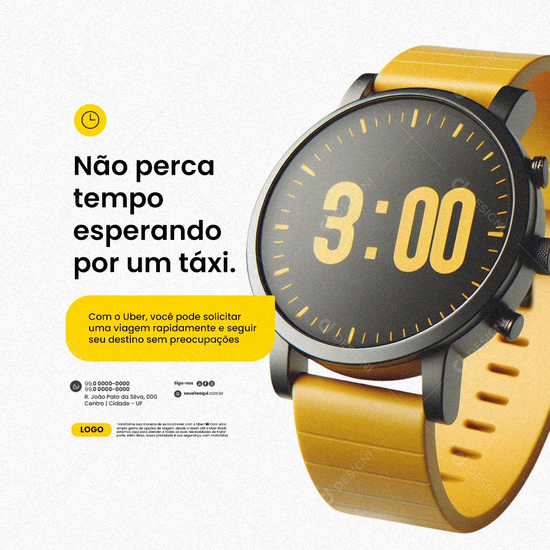 Uber Não perca Tempo Esperando um Táxi Social Media PSD Editável