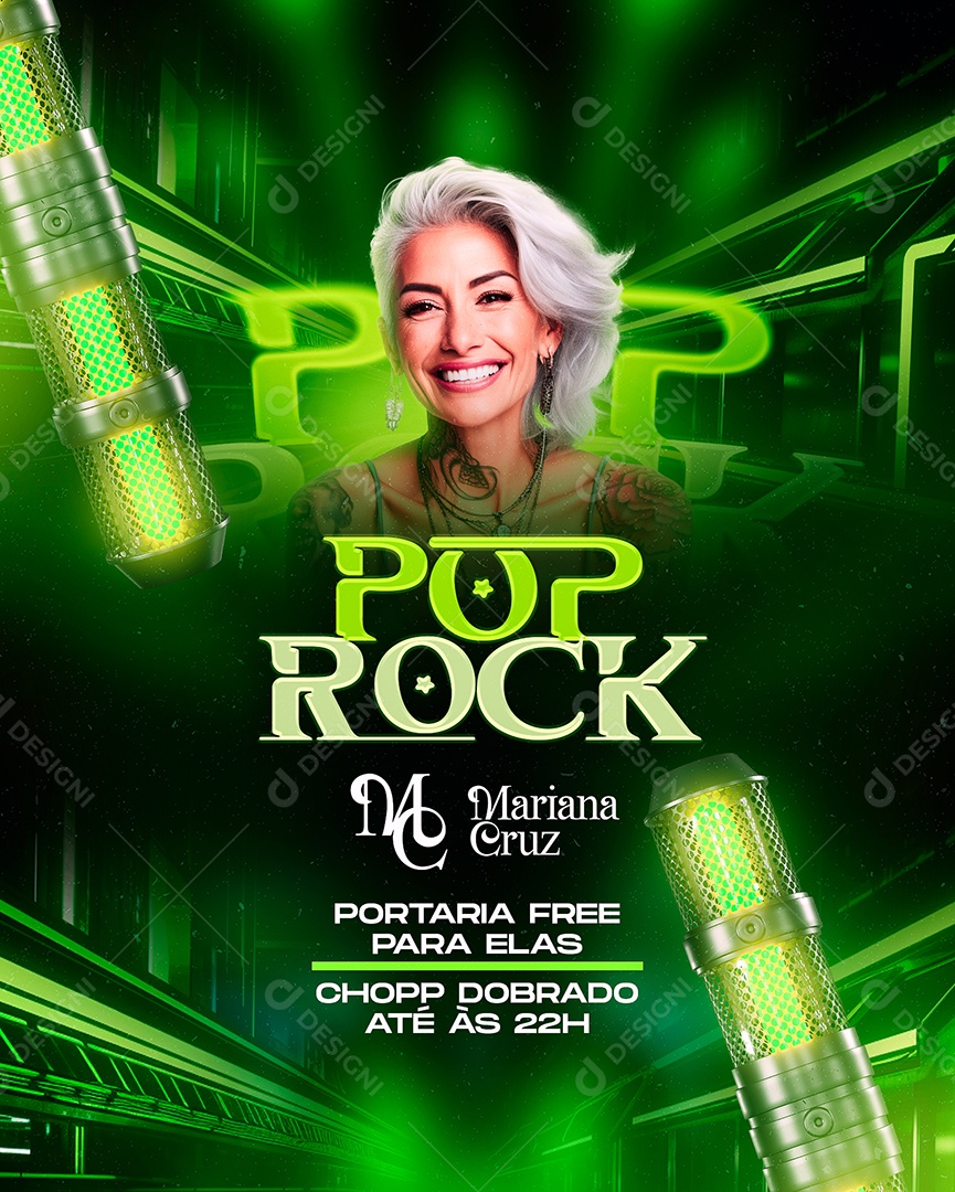 Flyer Pop Rock Mariana Cruz Social Media PSD Editável