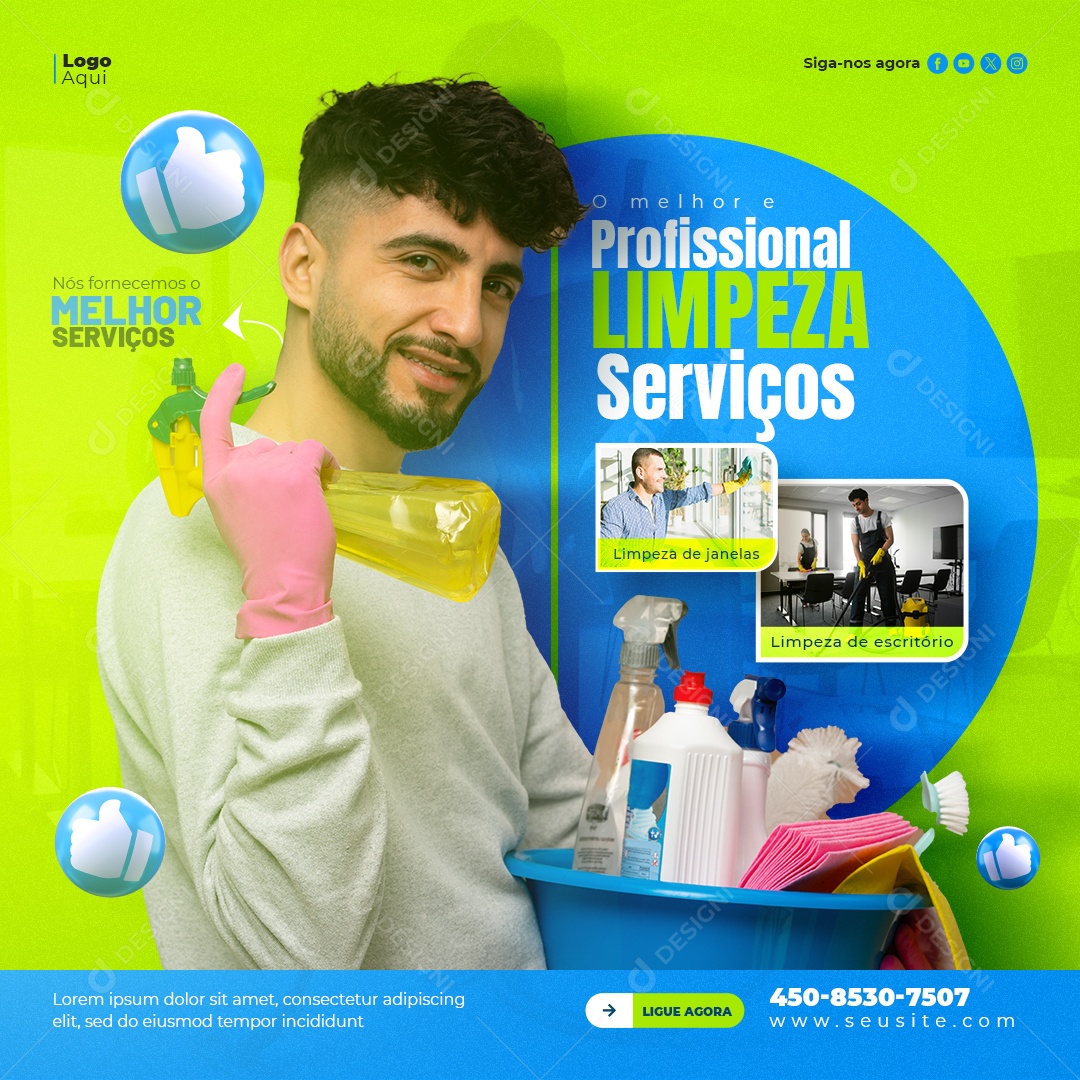 General Services The Best and Professional Cleaning Services Social Media Editable PSD