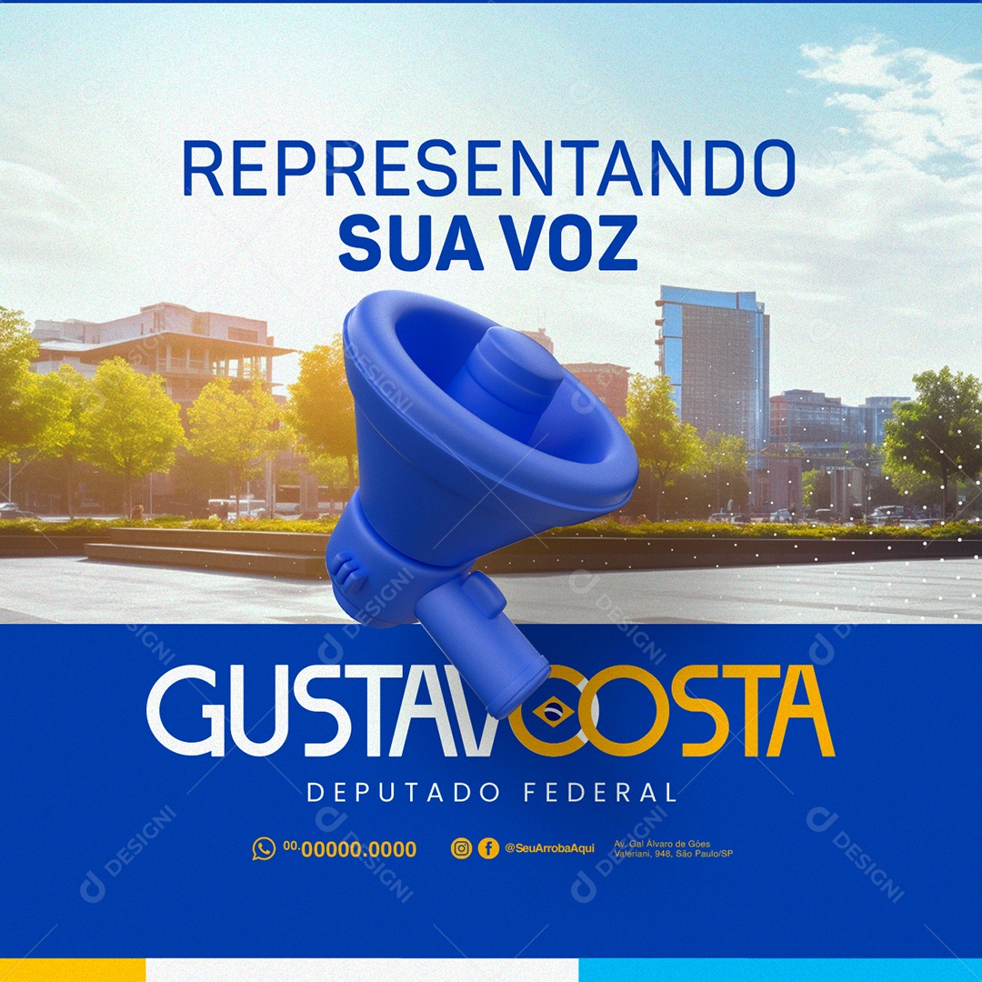 Politica Representando sua Voz Deputado Federal Gustavo Costa Social Media PSD Editável