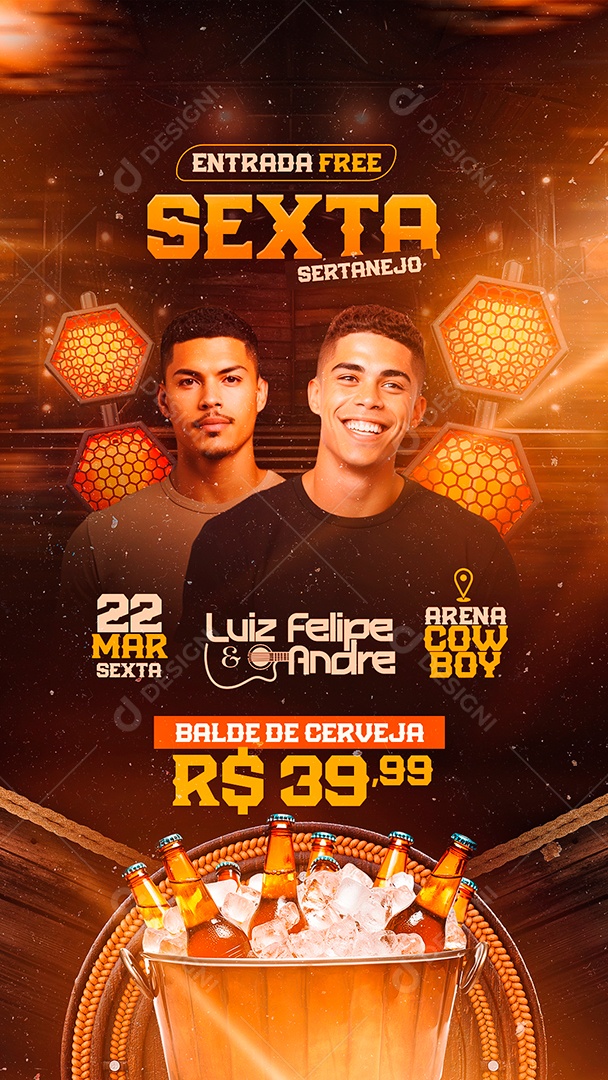 Story Flyer Sexta Sertanejo Luiz Felipe E Andre Arena Cowboy Social Media Psd Editável Download 3411