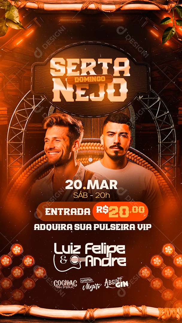 Story Flyer Domingo Sertanejo Luiz Felipe e Andre Social Media PSD Editável