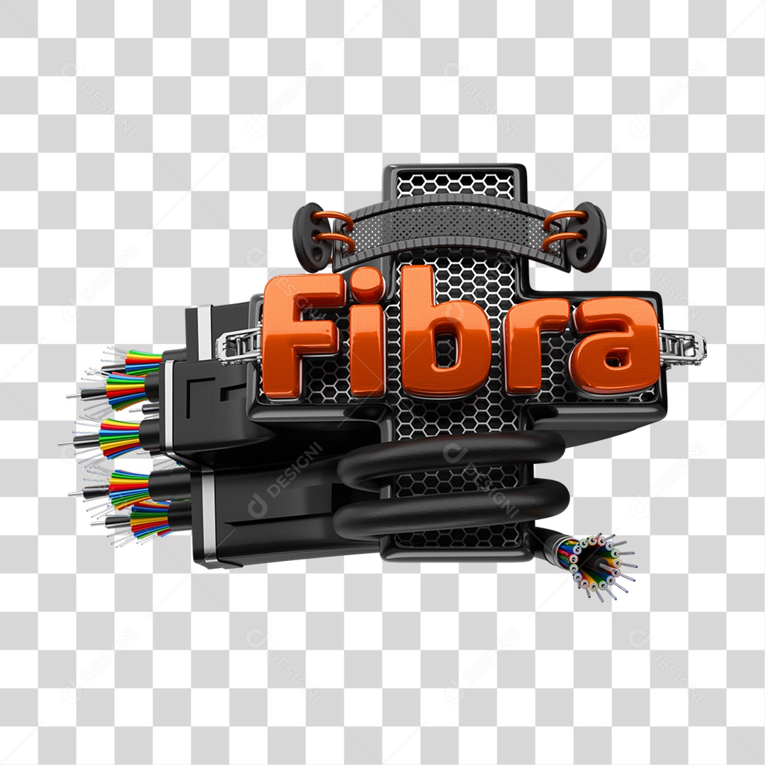 Selo 3D Fibras Internet PNG Transparente