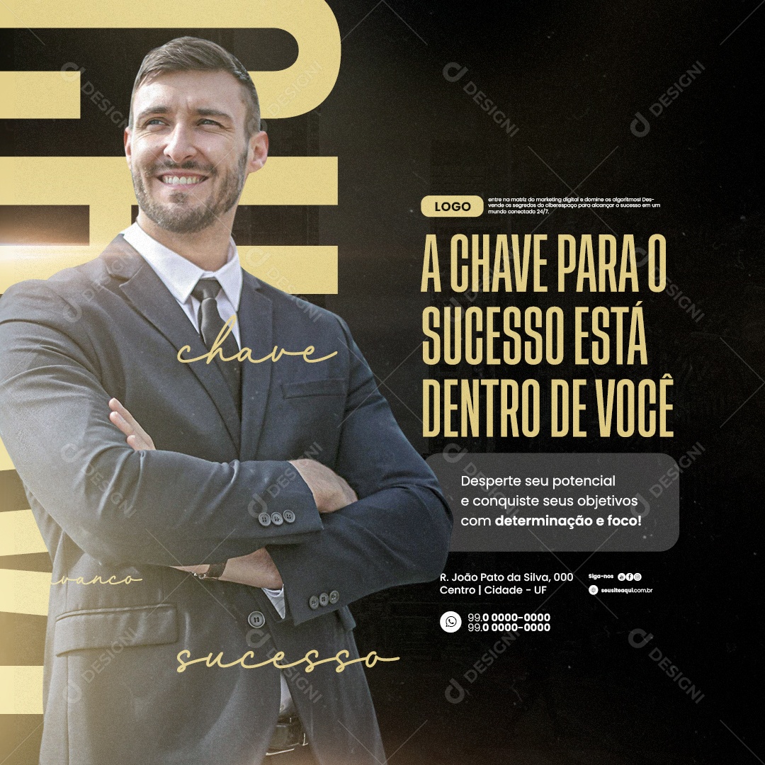 Coaching A Chave para o Sucesso Está Dentro de Você Social Media PSD Editável