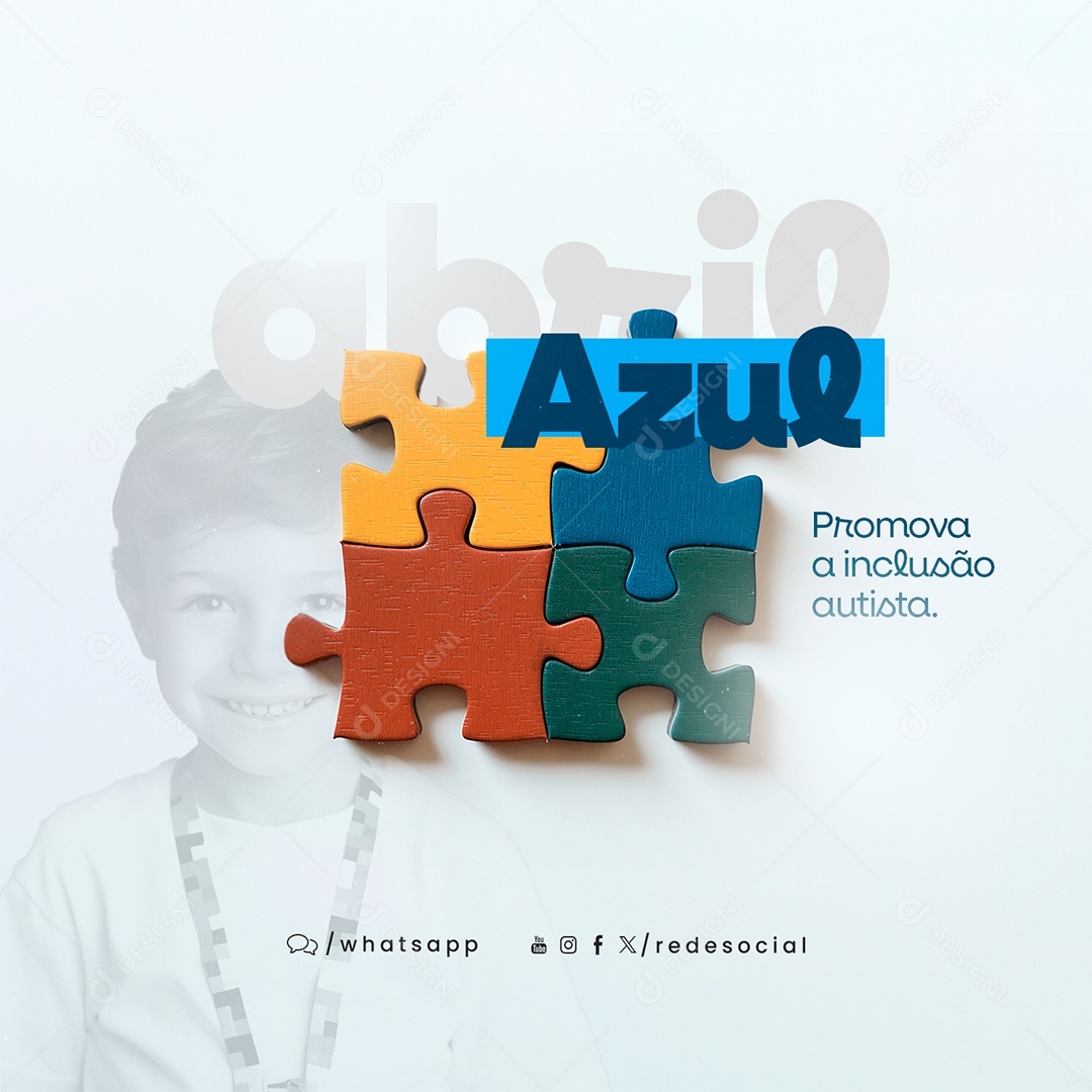 Abril Azul Promova a Inclusão Autista Social Media PSD Editável