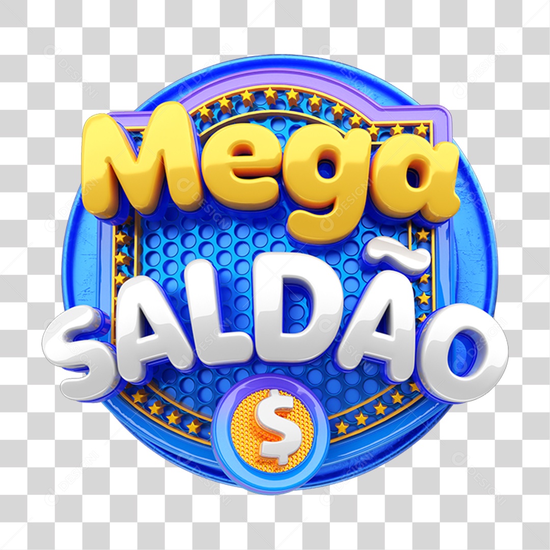 Selo 3D Mega Saldão PNG Transparente