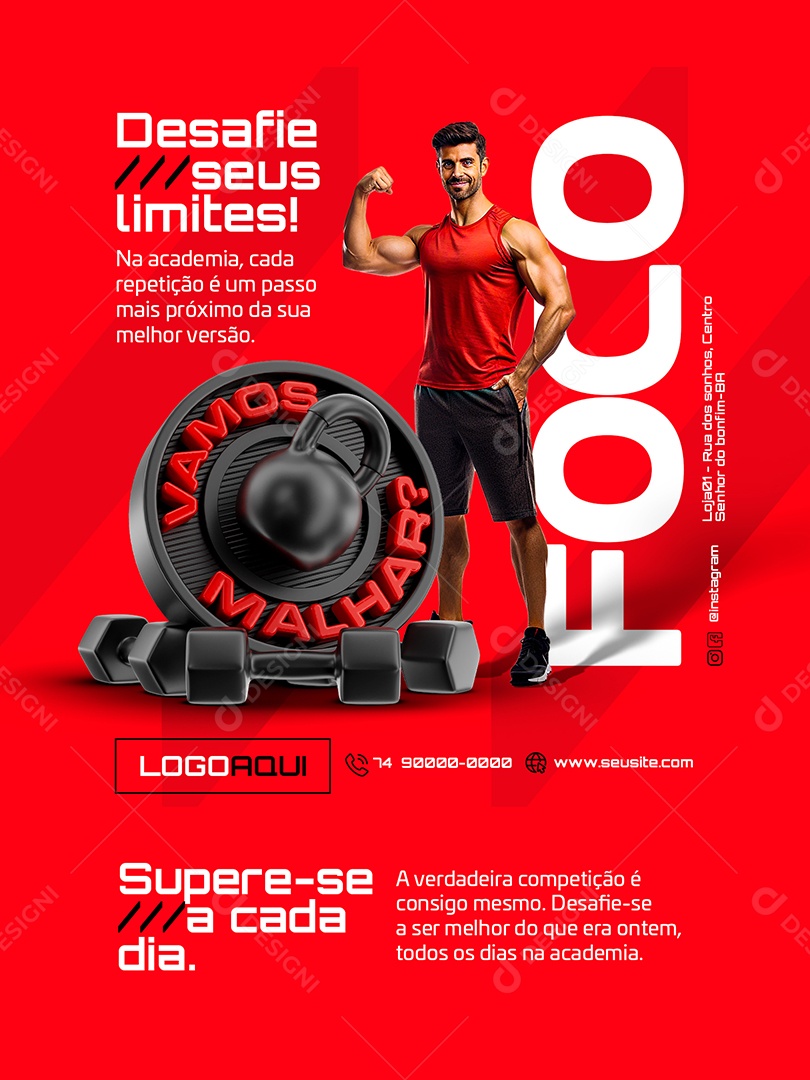 Let's Work Out Academia Focus Booklet Challenge Your Limits Editable Social Media PSD