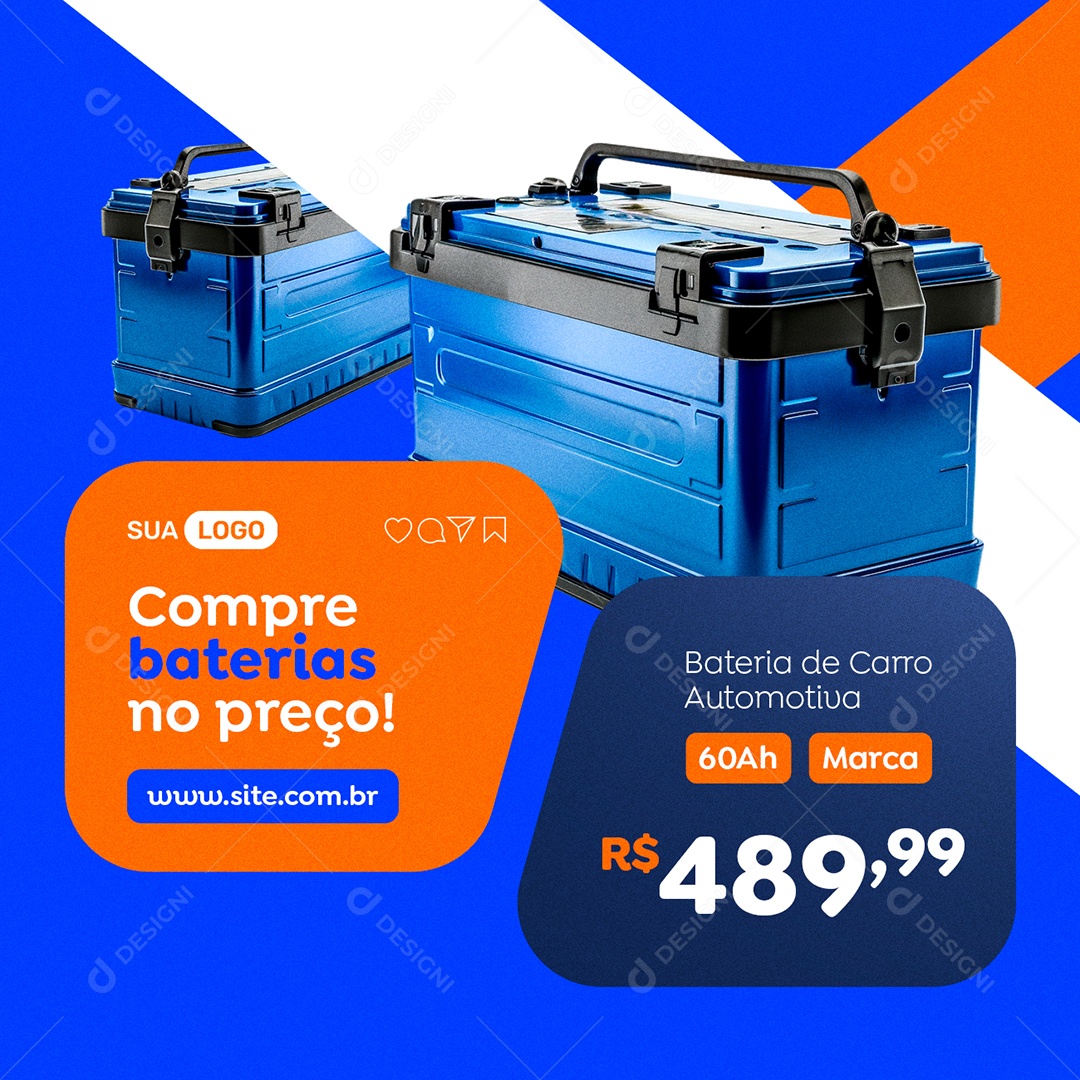 Vendas de Baterias Automotiva Compre Baterias no Preço Social Media PSD Editável