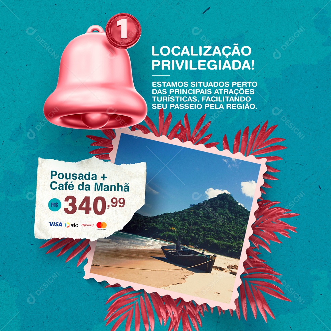 Pousada Café da Manhã Localização Privilegiada Social Media PSD Editável