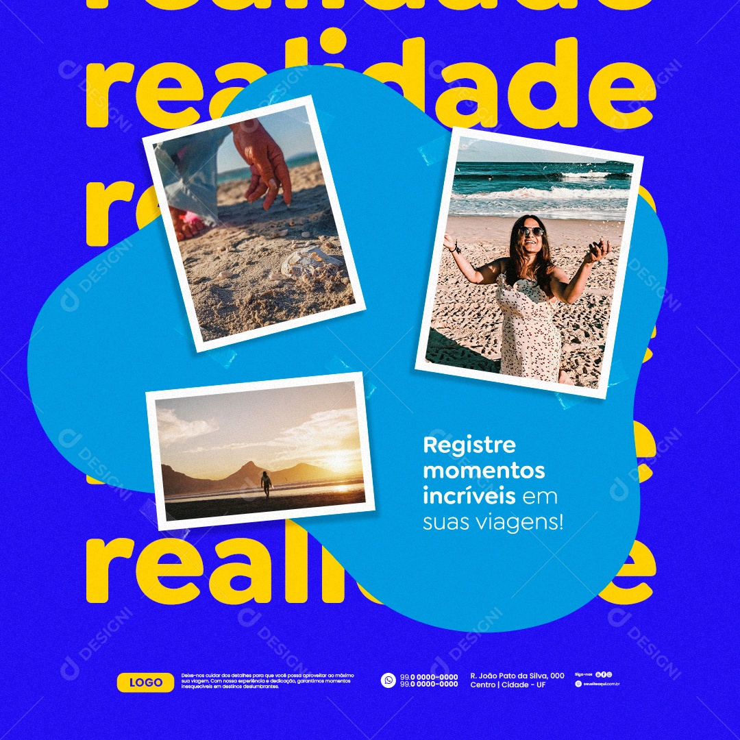 Agência de Viagens Registres Momentos Incríveis Social Media PSD Editável