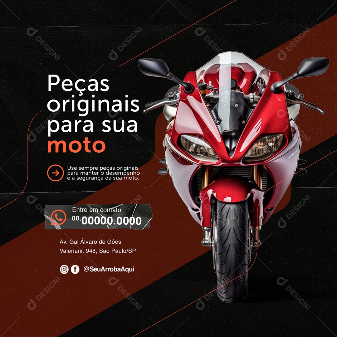 Oficina de Moto Peças Originais para sua Moto Social Media PSD Editável