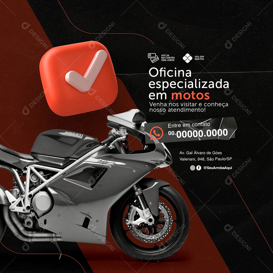 Oficina de Moto Especializada em Motos Social Media PSD Editável