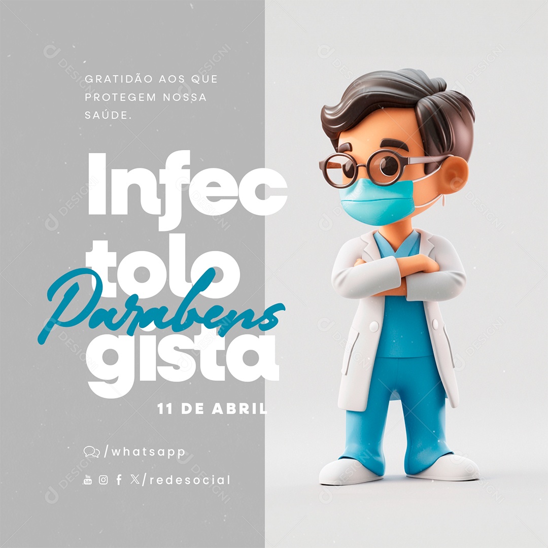 Dia Do Infectologista 11 De Abril Gratidão Social Media PSD Editável