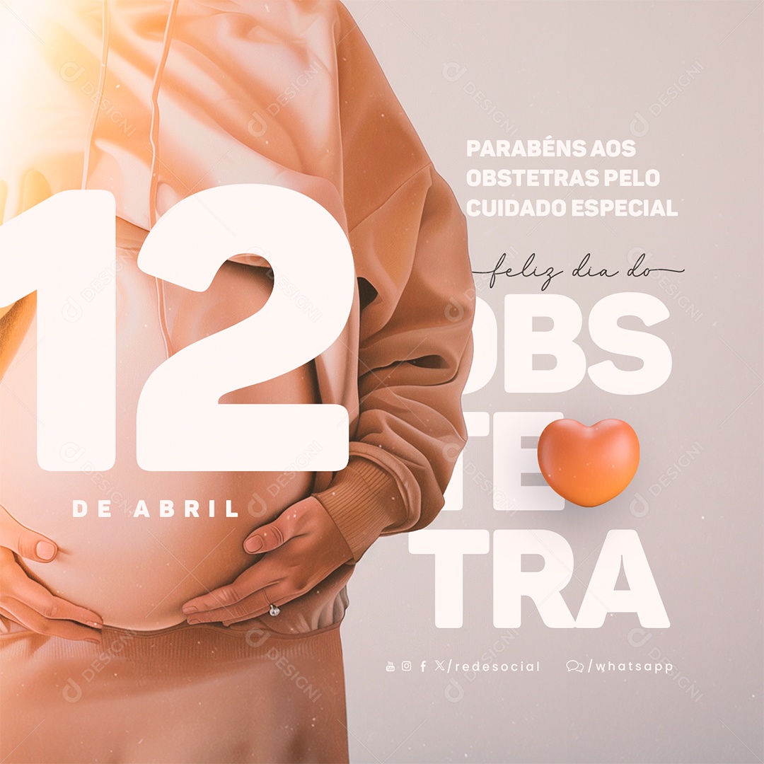 Feliz Dia Do Obstetra 12 de Abril Parabéns Social Media PSD Editável