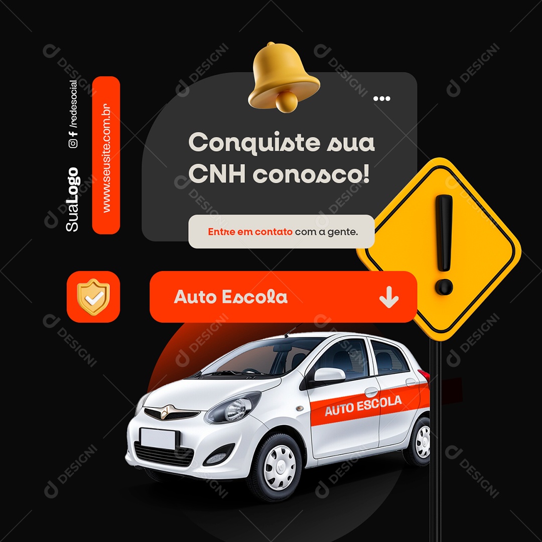 Autoescola Conquiste sua CNH Conosco Social Media PSD Editável