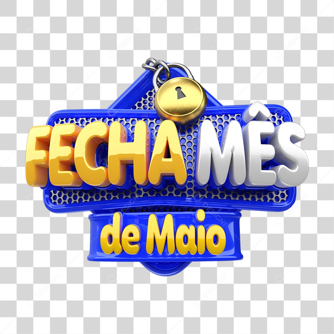 Selo 3D Fecha Mês de Maio PNG Transparente