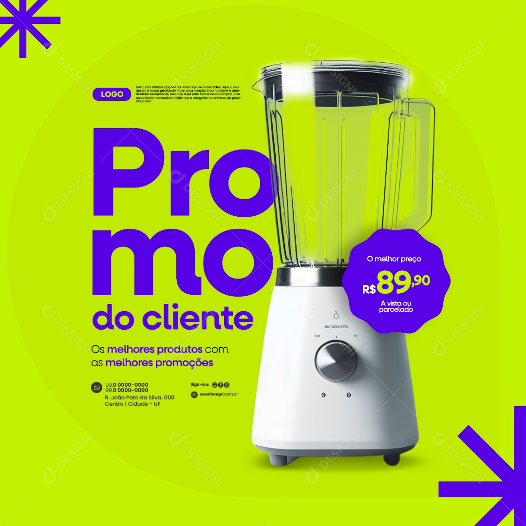 Loja de Eletrônicos Liquidificador Promo do Cliente Social media PSD Editável