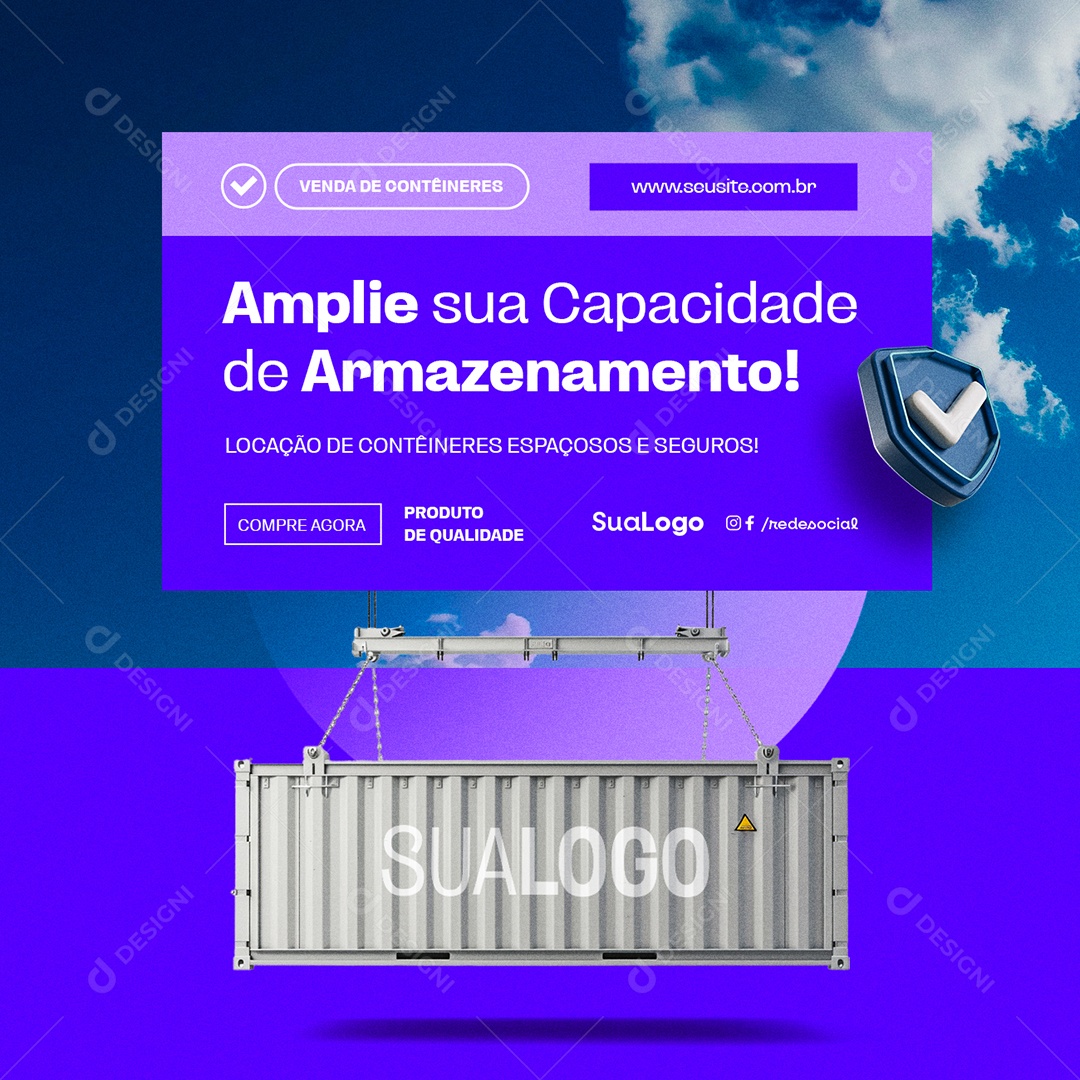 Locação e Vendas de Containers Amplie sua Capacidade Social Media PSD Editável