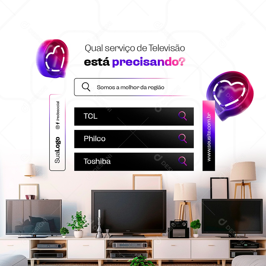 Manutenção De TV Qual Serviço de Televisão Está Precisando Social Media PSD Editável