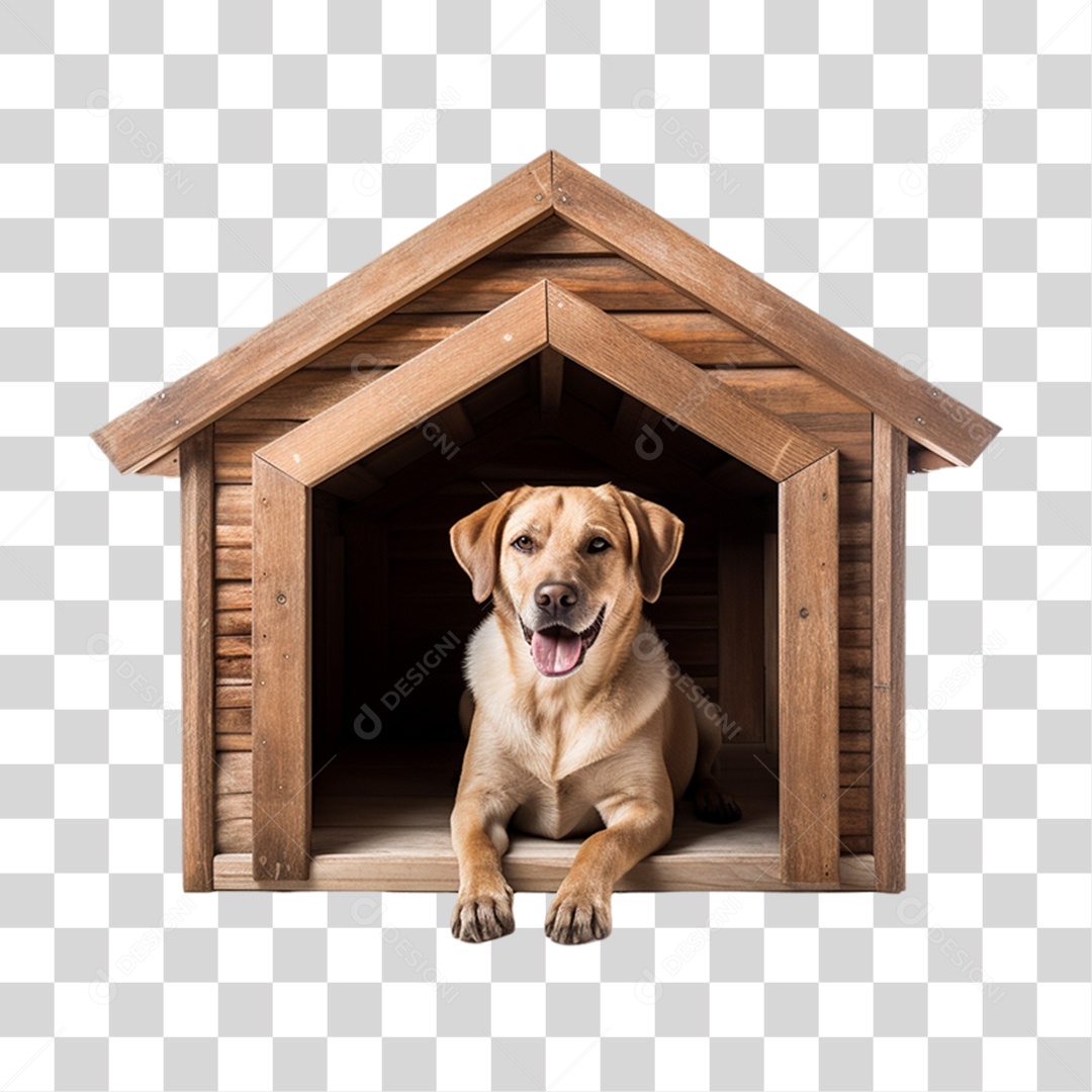 Cachorro Animal de Estimação em sua Casinha PNG Transparente