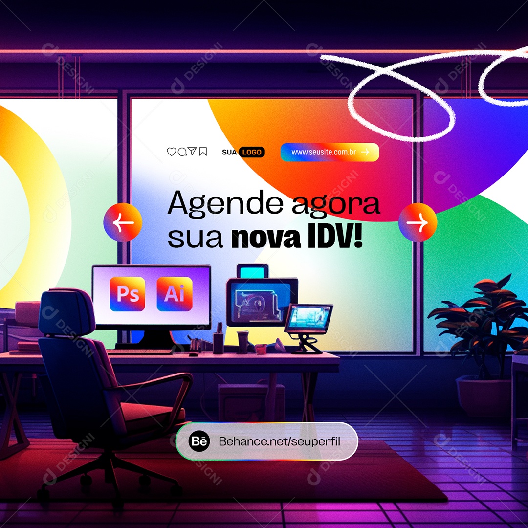 Design Graphic Agende Agora sua Nova IDV Social Media PSD Editável