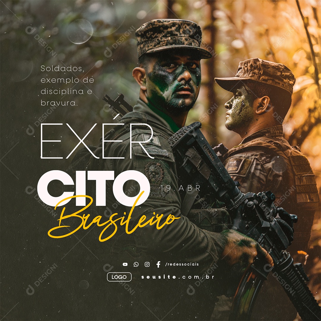 Social Media Dia Do Exército Brasileiro 19 De Abril PSD Editável