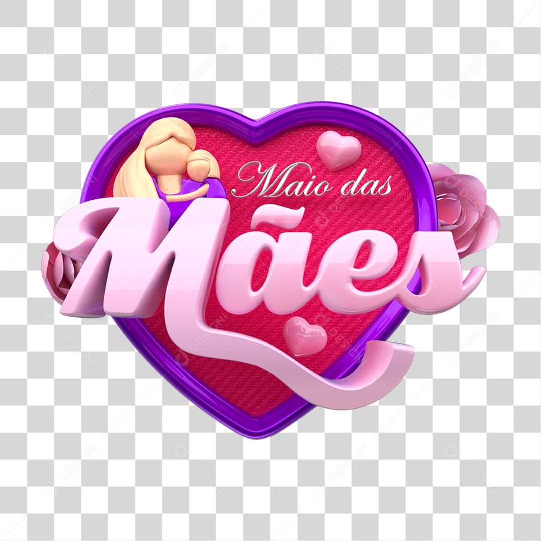 Selo 3D Maio das Mães PNG Transparente