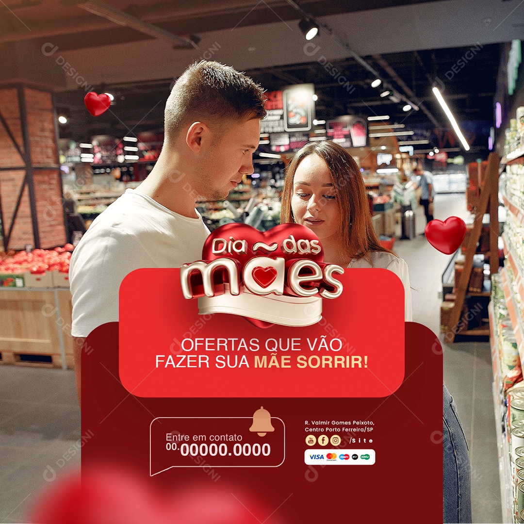 Social Media Supermercado Dia Das Mães Ofertas Que Vão Fazer sua Mãe Sorrir PSD Editável