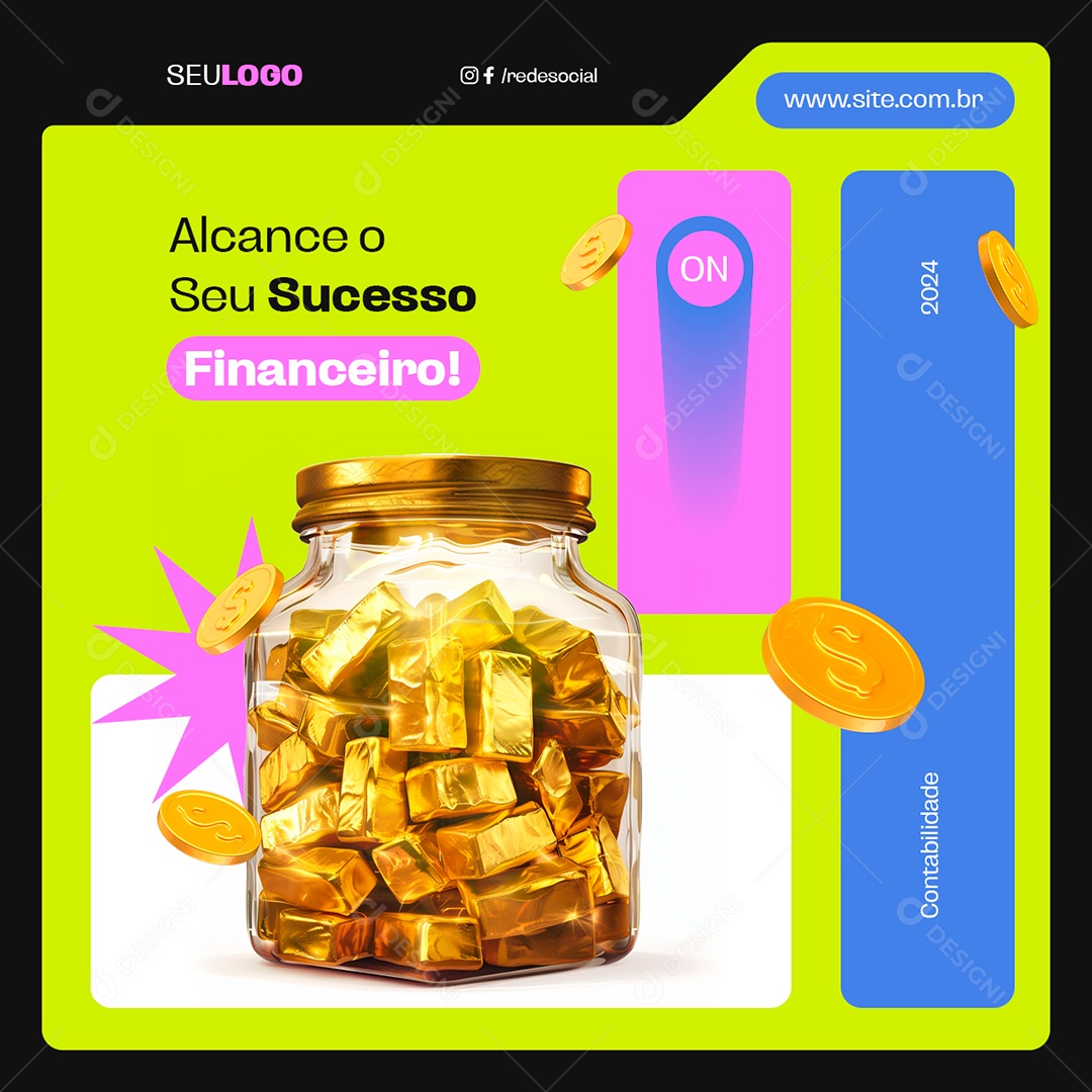 Contabilidade Alcance o Seu Sucesso Financeiro On Social Media PSD Editável