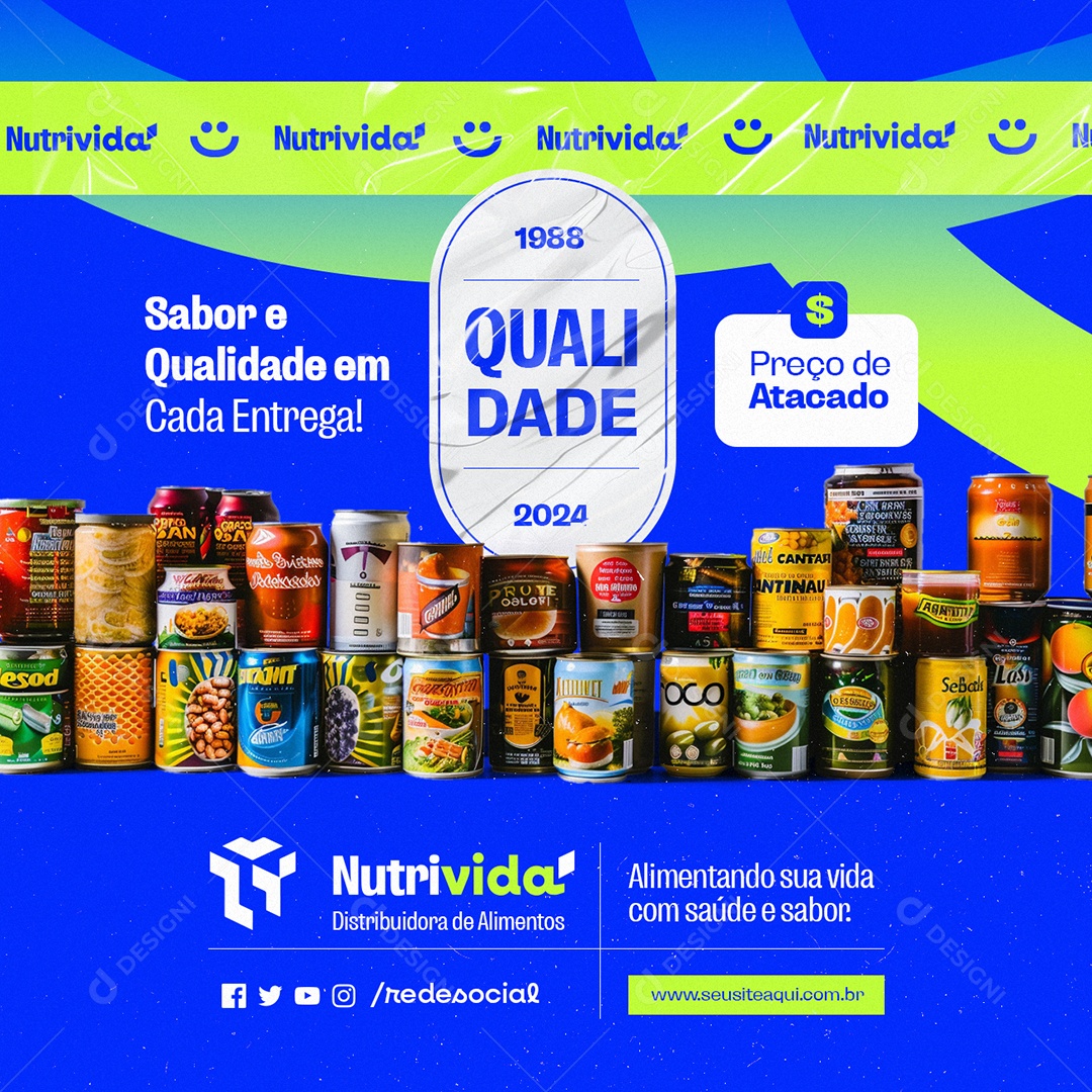 Distribuidora de Alimentos Sabor e Qualidade em Cada Entrega Social Media PSD Editável